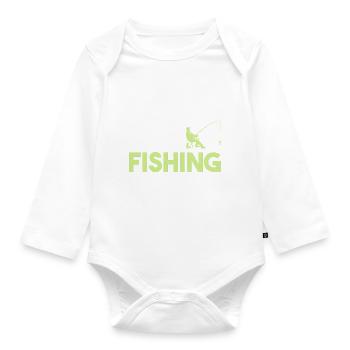 I Can't Hear You I'm Fishing Fischer - Baby Bio-Langarm-Body - Weiß - Vorne