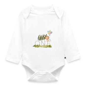 Wild One Balloon Safari Design pour le 1er anniversaire - Body Bébé bio manches longues - blanc - Devant