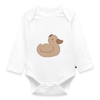 entchen sepia tönung - Baby Bio-Langarm-Body - Weiß - Vorne