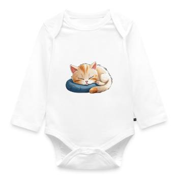 Offizielles Schlafshirt Kätzchen - Baby Bio-Langarm-Body - Weiß - Vorne