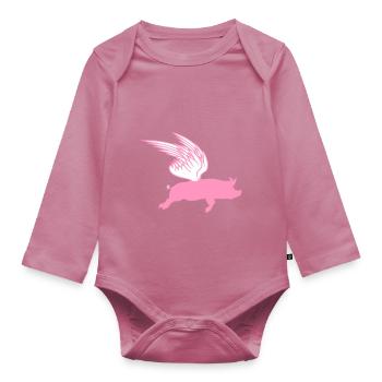 Lorsqu’ils volent des ailes, les cochons volants peuvent voler - Body Bébé bio manches longues - mauve - Devant