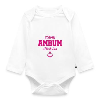 Amrum - 25946 - Nordsee Insel - Baby Bio-Langarm-Body - Weiß - Vorne