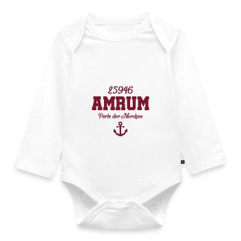 Amrum - 25946 - Nordsee Insel - Baby Bio-Langarm-Body - Weiß - Vorne