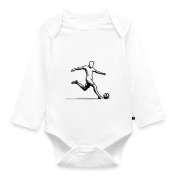 Minimalist Football Player Silhouette - black - Organic Longsleeve Baby Bodysuit - white - Front