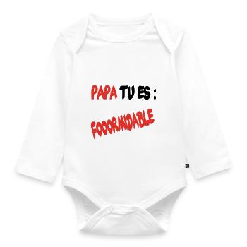 Dad, you're great - Organic Longsleeve Baby Bodysuit - white - Front