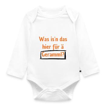 Was is n das hier für ä Gerammel? - Baby Bio-Langarm-Body - Weiß - Vorne