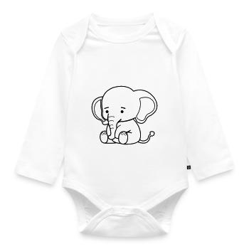 cute elephant - Baby Bio-Langarm-Body - Weiß - Vorne