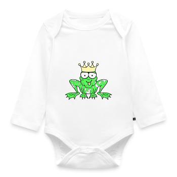 Prince Charming Frog King - Organic Longsleeve Baby Bodysuit - white - Front