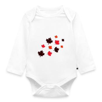 Maple Leaves - Organic Longsleeve Baby Bodysuit - white - Front