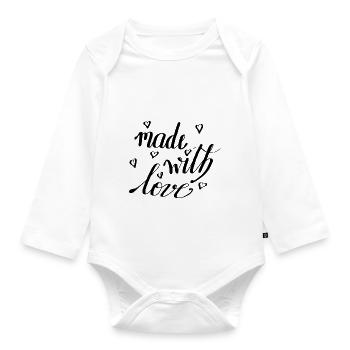 Made with Love Baby Gift - Organic Longsleeve Baby Bodysuit - white - Front