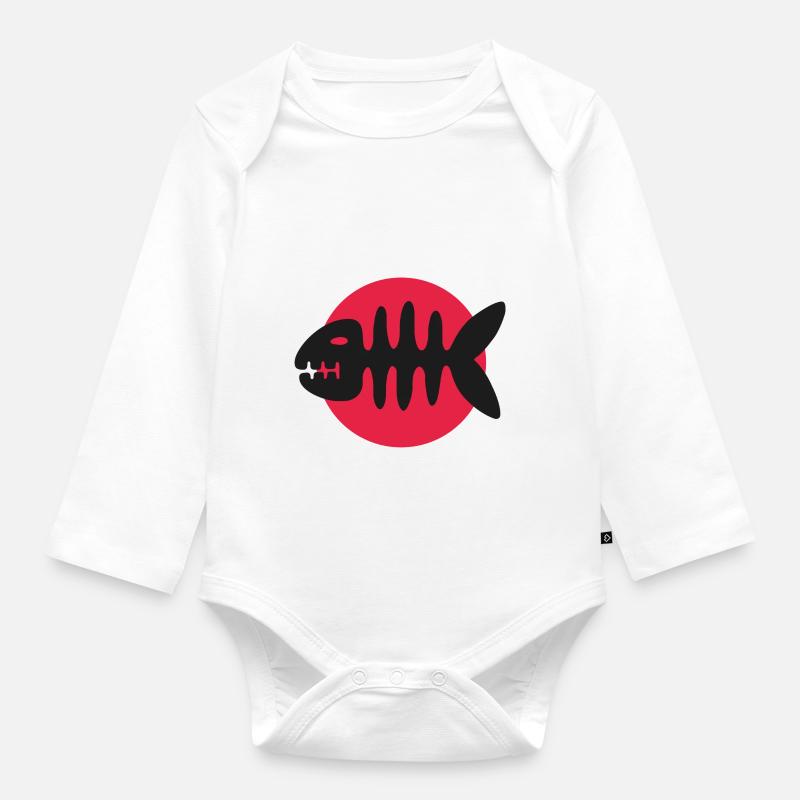 Angry Fish - Baby Bio-Langarm-Body - Weiß