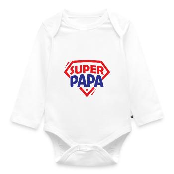 Super Papa - Baby Bio-Langarm-Body - Weiß - Vorne