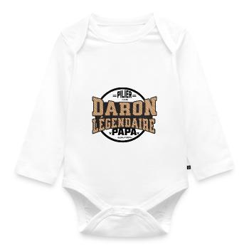 The "Legendary Daron: Family Pillar" - Organic Longsleeve Baby Bodysuit - white - Front