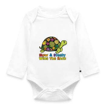 Bezaubernde Blumenschildkröte - Baby Bio-Langarm-Body - Weiß - Vorne