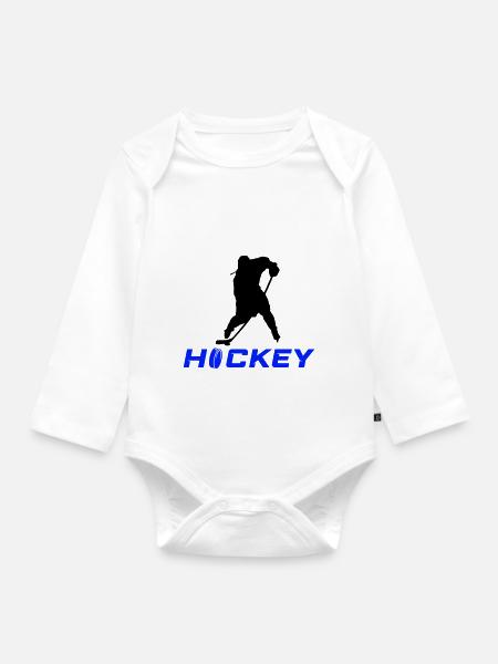eishockey spieler - Baby Bio-Langarm-Body - Weiß