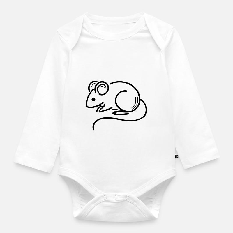 Maus - Baby Bio-Langarm-Body - Weiß