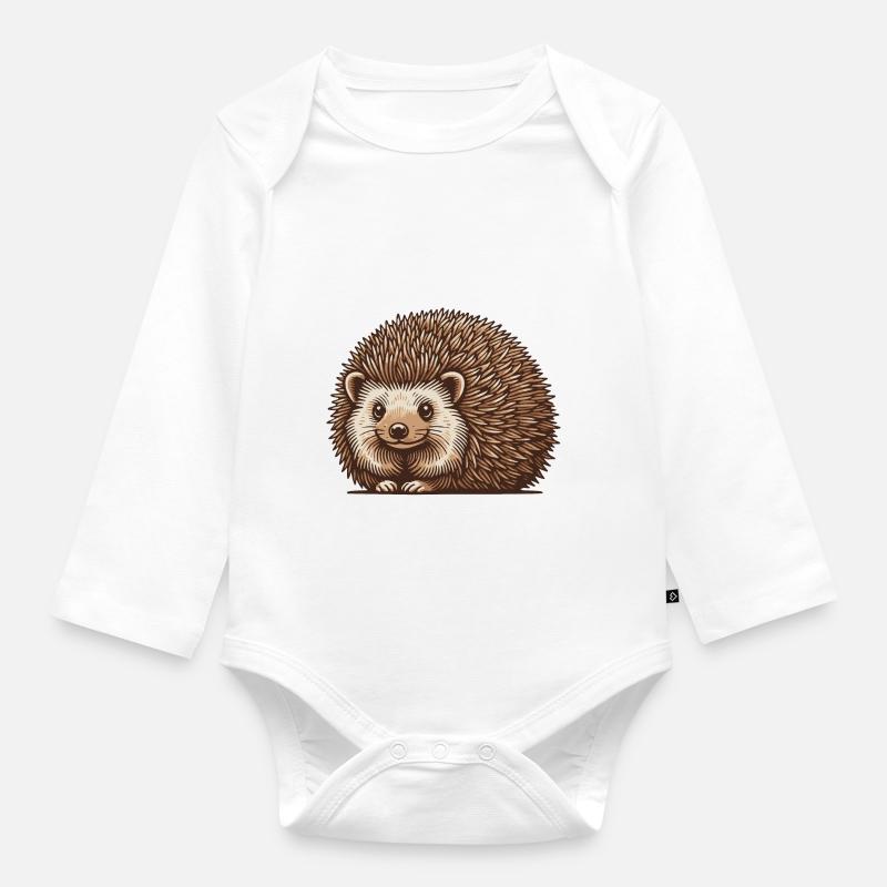 Igel - Baby Bio-Langarm-Body - Weiß