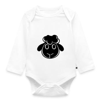 Schwarzes Schaf Gesicht Kopf Klein Süß Niedlich - Baby Bio-Langarm-Body - Weiß - Vorne