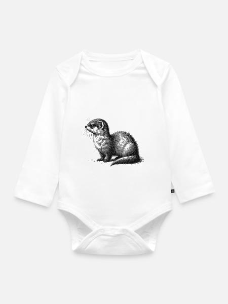 Hermelin - Baby Bio-Langarm-Body - Weiß