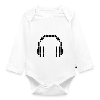8 BIT Headphones - Organic Longsleeve Baby Bodysuit - white - Front