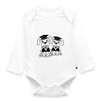 Dogs School Graduation Certificate Gymnasium College Abi - Organic Longsleeve Baby Bodysuit - white - Front