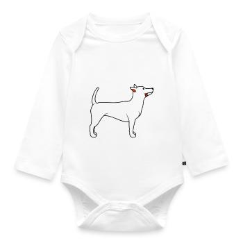 Dear dog sticks out his tongue happily - Organic Longsleeve Baby Bodysuit - white - Front