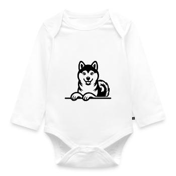 Shiba Inu - Body Bébé bio manches longues - blanc - Devant