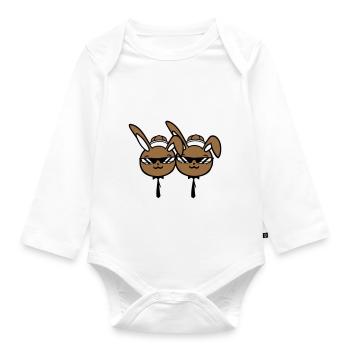 2 Sonnenbrille Hasen Freunde Team Crew Paar Zwei - Baby Bio-Langarm-Body - Weiß - Vorne
