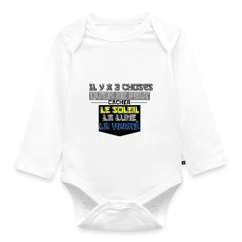 There are 3 things that cannot be hidden - Organic Longsleeve Baby Bodysuit - white - Front
