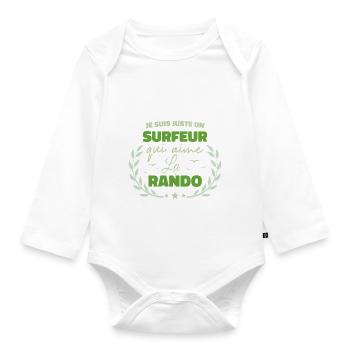 Fier d’être Surfeur et Passionné de la Rando - Body Bébé bio manches longues - blanc - Devant