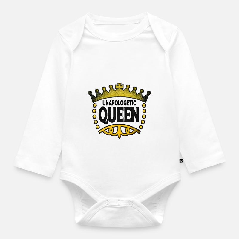 Unapologetic Queen - Organic Longsleeve Baby Bodysuit - white