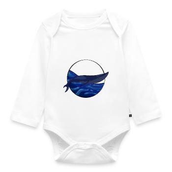 Queue baleine bleue sur océan - Body Bébé bio manches longues - blanc - Devant