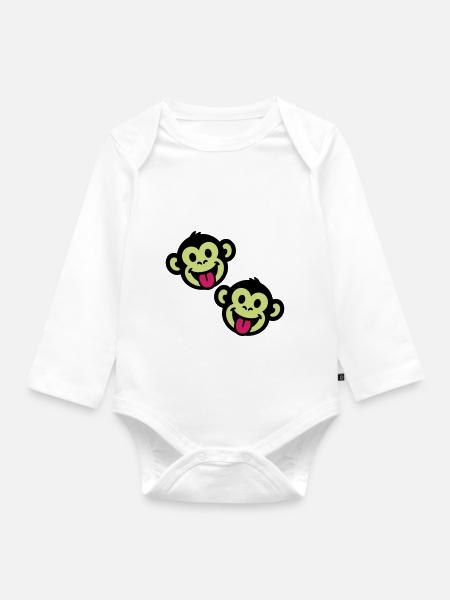 Affen Lustig - Baby Bio-Langarm-Body - Weiß