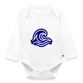 Ozean Welle - Baby Bio-Langarm-Body - Weiß - Vorne