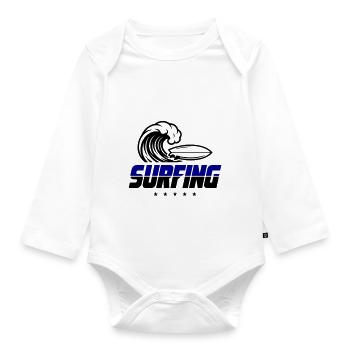 Surfing Surfboard - Organic Longsleeve Baby Bodysuit - white - Front