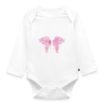 Angel wings,pink,colorful wings,graffiti - Organic Longsleeve Baby Bodysuit - white - Front