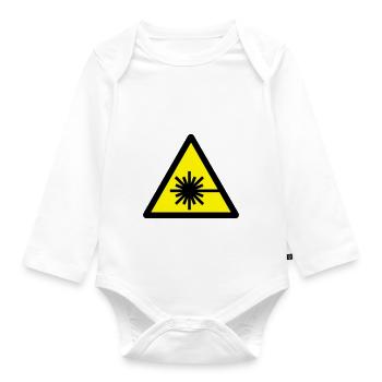 caution_laser_beam_2c - Organic Longsleeve Baby Bodysuit - white - Front