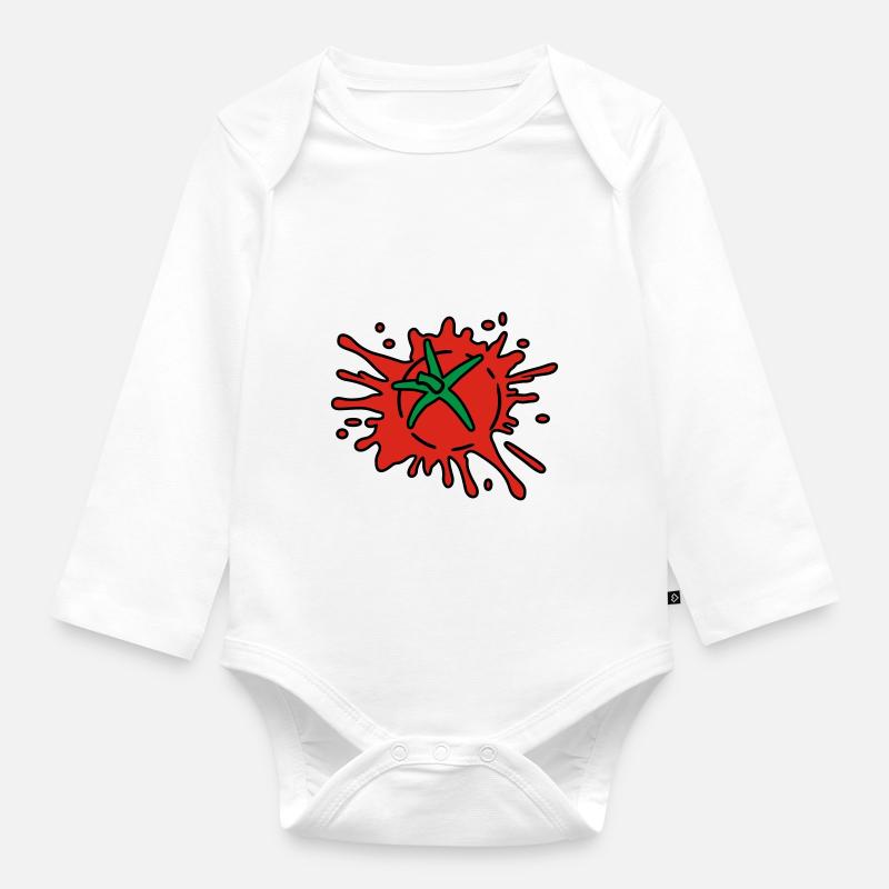 smashed tomato - Baby Bio-Langarm-Body - Weiß