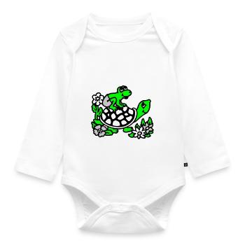 frogg & turtle / frosch & schildkroete - Baby Bio-Langarm-Body - Weiß - Vorne