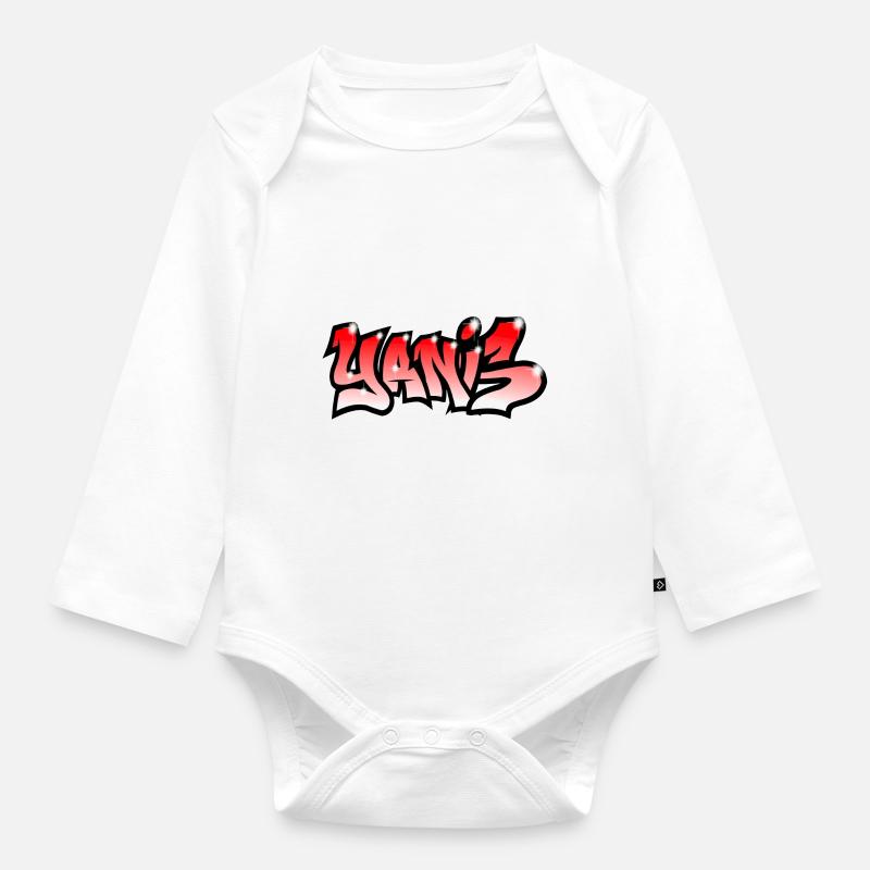 graffiti tag prénom YANIS rouge - Body Bébé bio manches longues - blanc