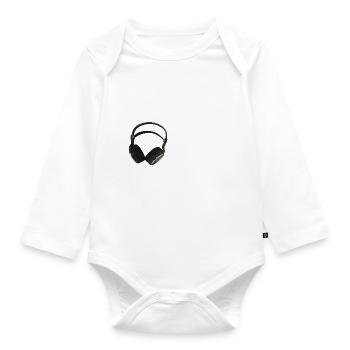 Headphones Heartbeat Music is Life - Organic Longsleeve Baby Bodysuit - white - Front