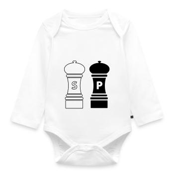 Kochen Geschenkidee Salz und Pfeffer Streuer - Baby Bio-Langarm-Body - Weiß - Vorne