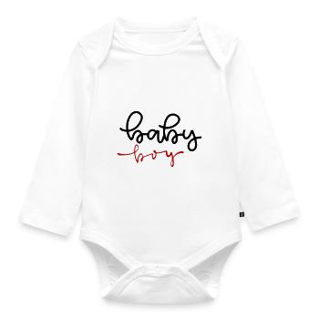 Baby Boy Junge Säugling Neugeborenes - Baby Bio-Langarm-Body - Weiß - Vorne