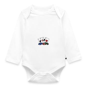 Never Bluff a Monkey Funny Poker Humor Poker - Baby Bio-Langarm-Body - Weiß - Vorne