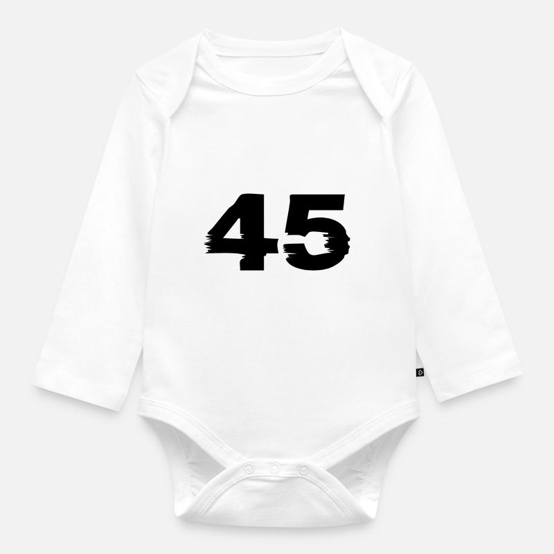 45 Numéro - Body Bébé bio manches longues - blanc