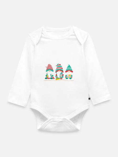 Weihnachten Weihnachtsmann Geschenke - Baby Bio-Langarm-Body - Weiß