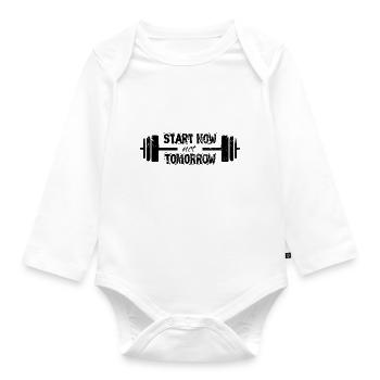 Slogan pour la motivation : Commencez maintenant, pas demain - Body Bébé bio manches longues - blanc - Devant
