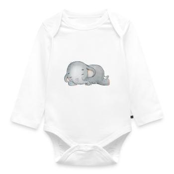 Elephant Family Mama Baby T-Shirt - Organic Longsleeve Baby Bodysuit - white - Front