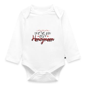 We're On Our Honeymoon 4 - Organic Longsleeve Baby Bodysuit - white - Front