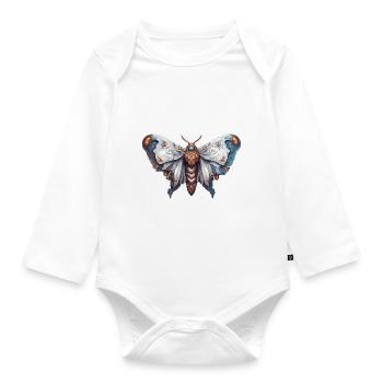 Papillon de nuit / Animal / Insecte / Larve / Ravageur - Body Bébé bio manches longues - blanc - Devant